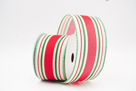 Cream/Apple green  Classic Multi-Color Vertical Stripe Ribbon_KW0447GC-2-49